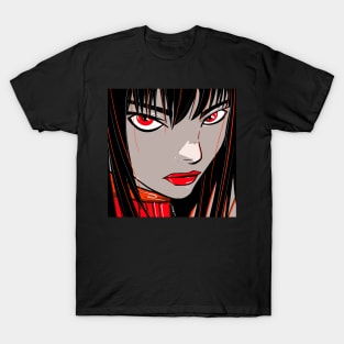 red asian woman in steampunk ecopop classy style art T-Shirt